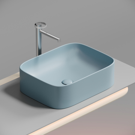 Раковина из сантехнического фарфора Ceramica Nova ELEMENT CN6052ML 51х38 накладная цвет голубой матовый без отверстий под смеситель